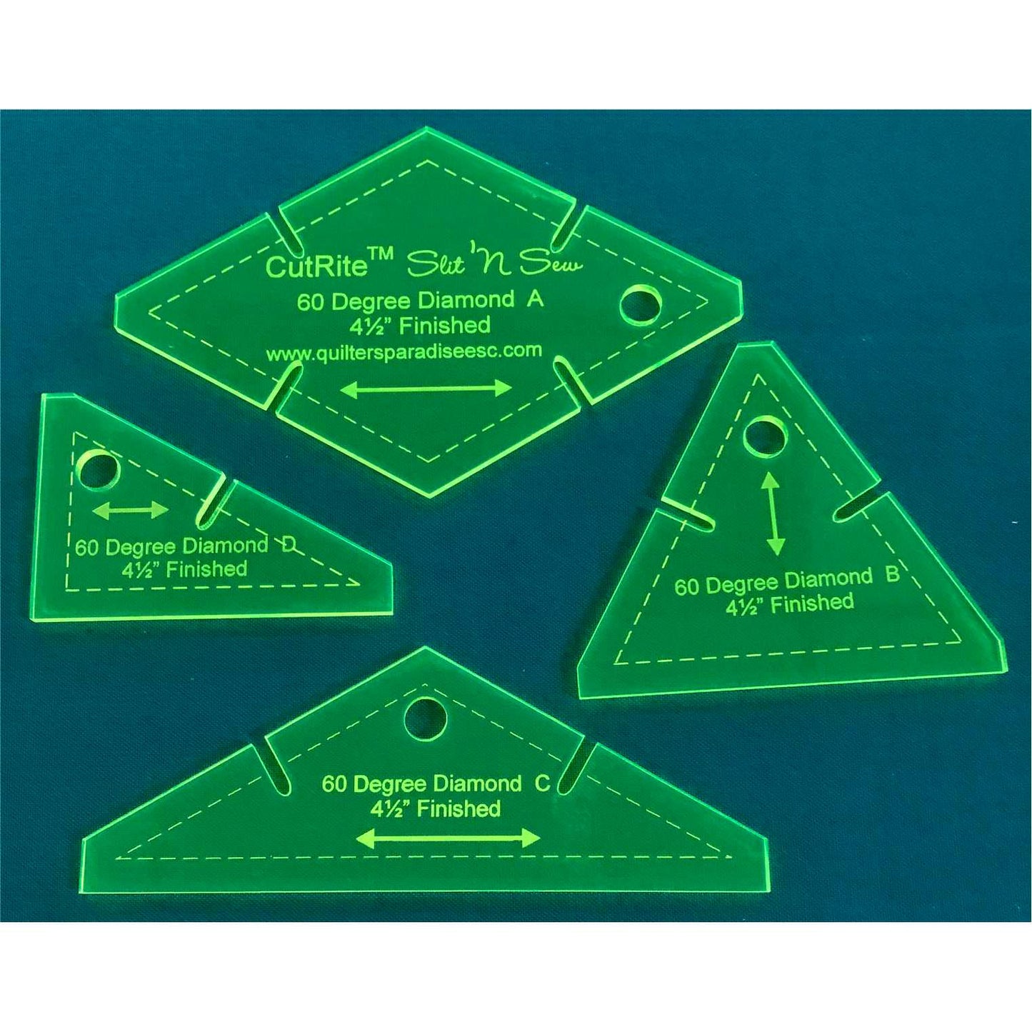 CutRite Slit 'N Sew 60 Degree Diamond 4-1/2 Inch Finished Template Set