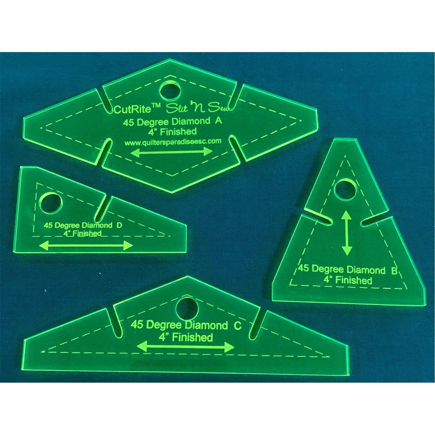 CutRite Slit 'N Sew 45 Degree Diamond 4 Inch Finished Template Set