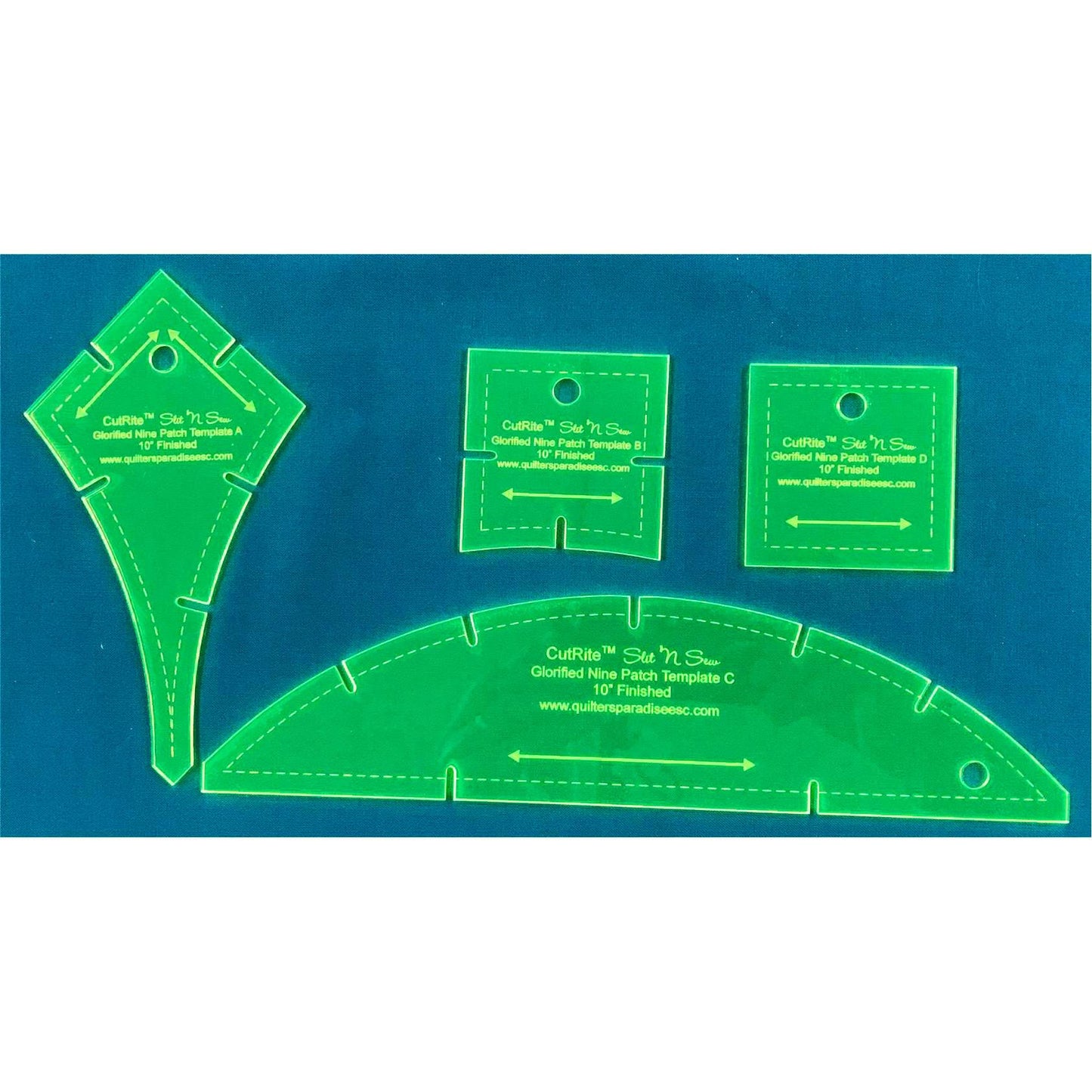 CutRite Slit 'N Sew Glorified 9 Patch 10 Inch Finished Template Set