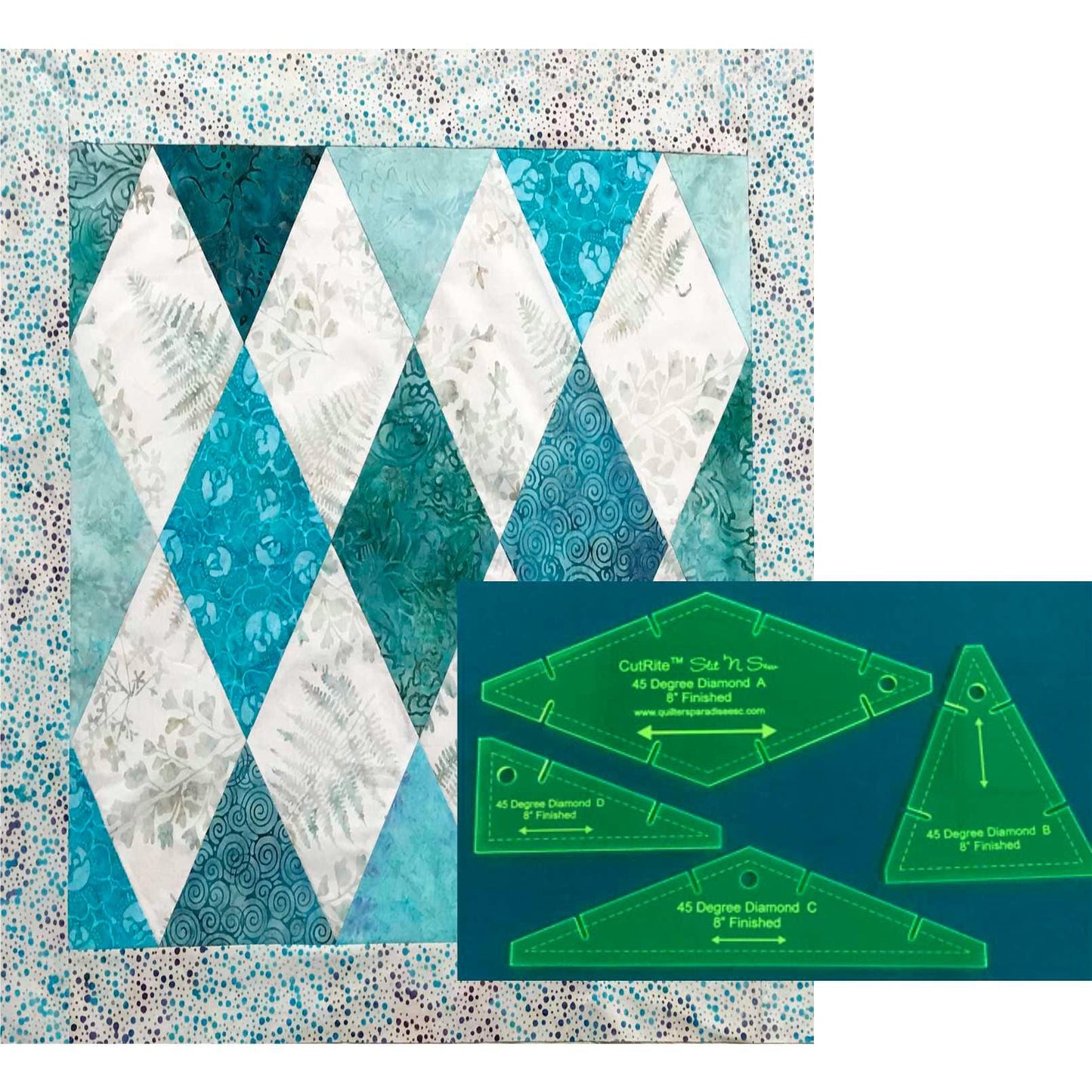 CutRite Slit 'N Sew 45 Degree Diamond 8 Inch Finished Template Set
