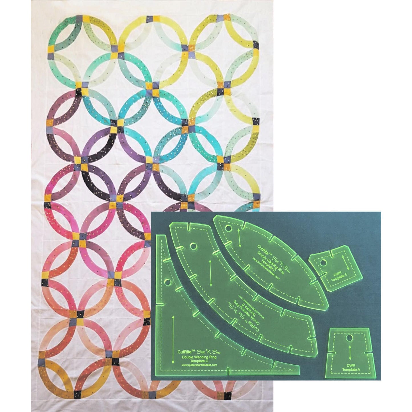CutRite Slit 'N Sew Double Wedding Ring Template Set