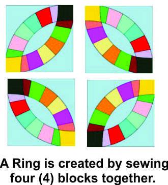 CutRite Slit 'N Sew Double Wedding Ring Queen Quilt Pattern (CRDWR03)
