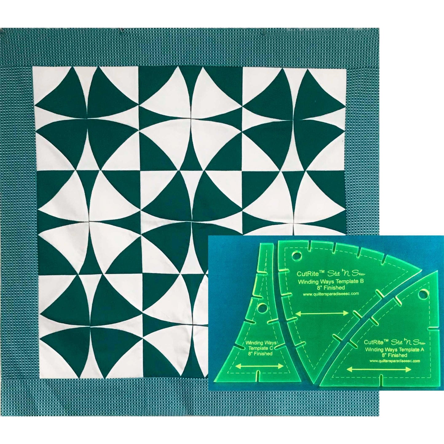 CutRite Slit 'N Sew Winding Ways 8 Inch Finished Template Set
