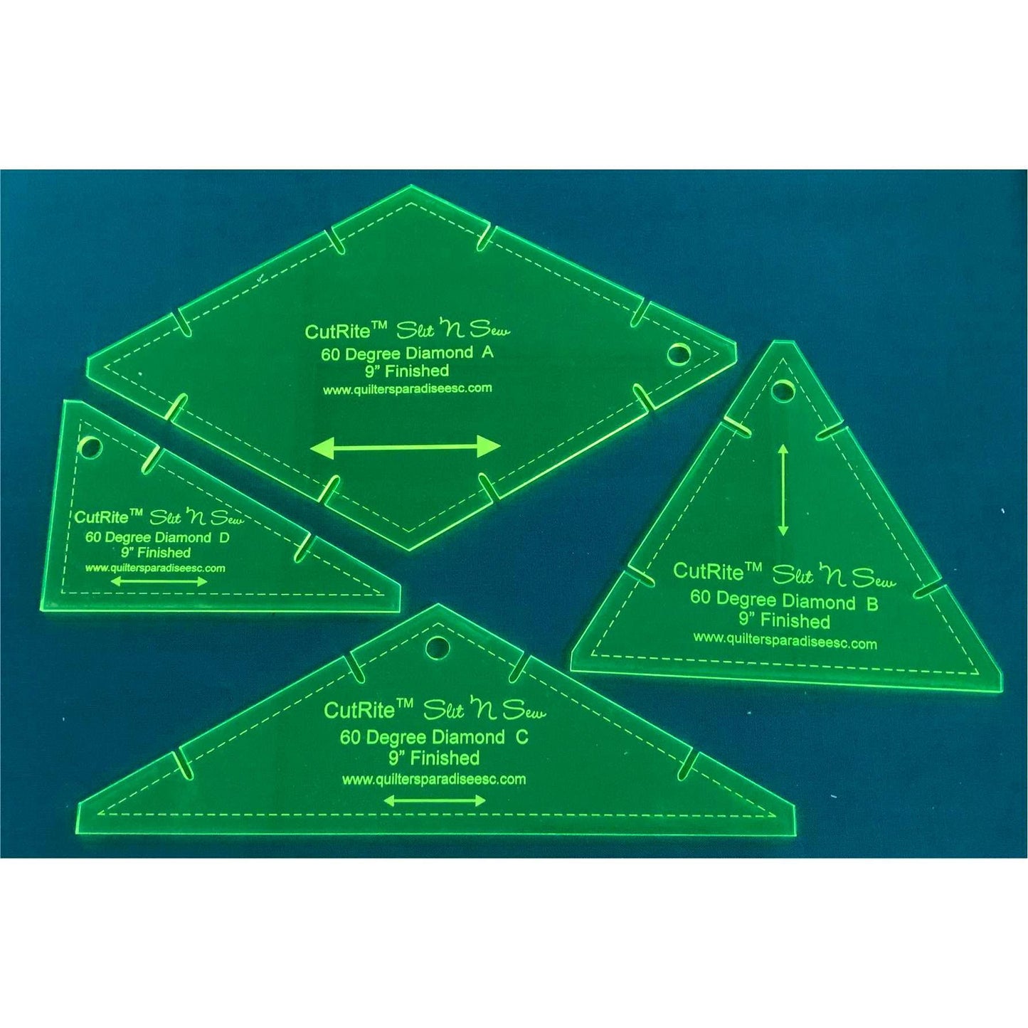 CutRite Slit 'N Sew 60 Degree Diamond 9 Inch Finished Template Set